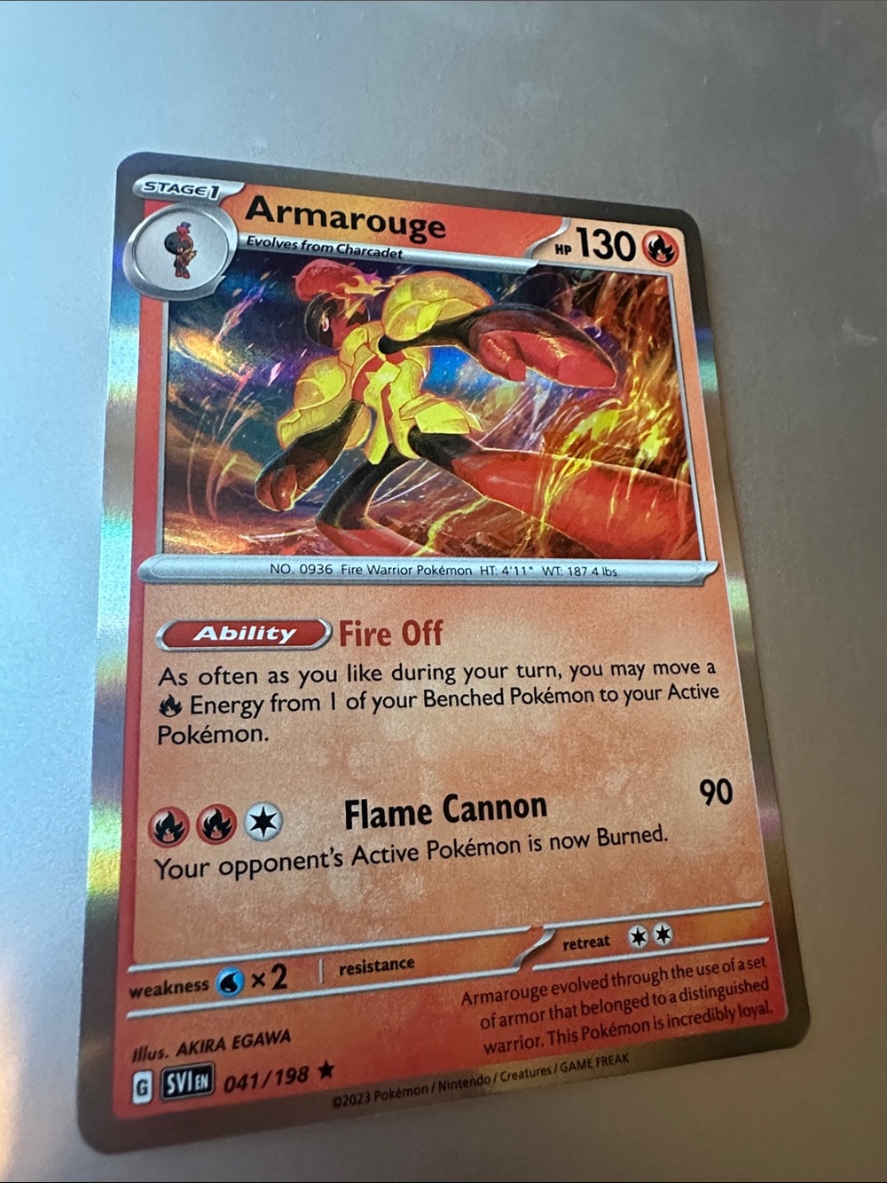 Pokemon Armarmouge Holo Trading Card